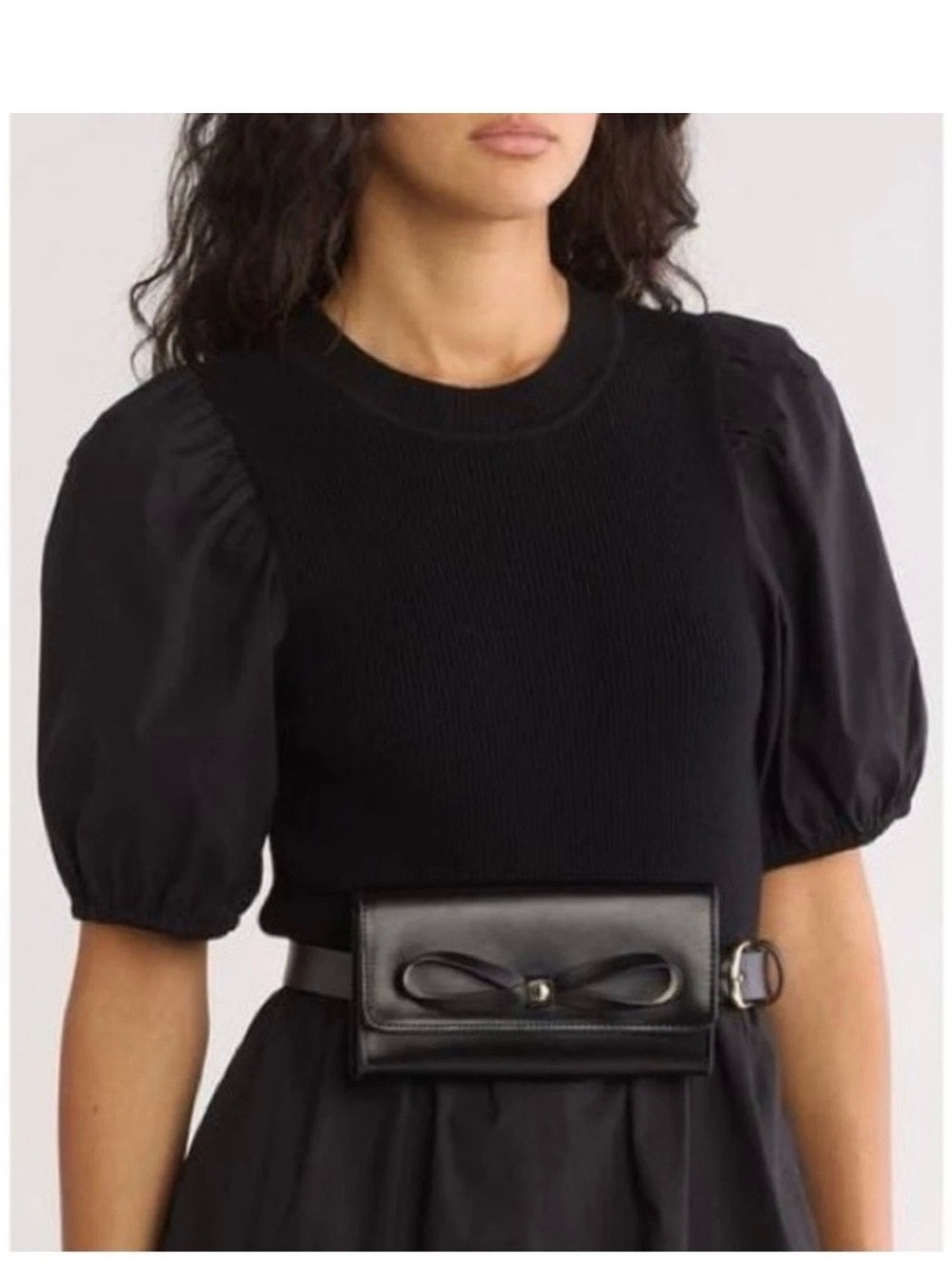 ♠️Kate Spade Black Leather Bow Belt Bag - Picture 2 of 12